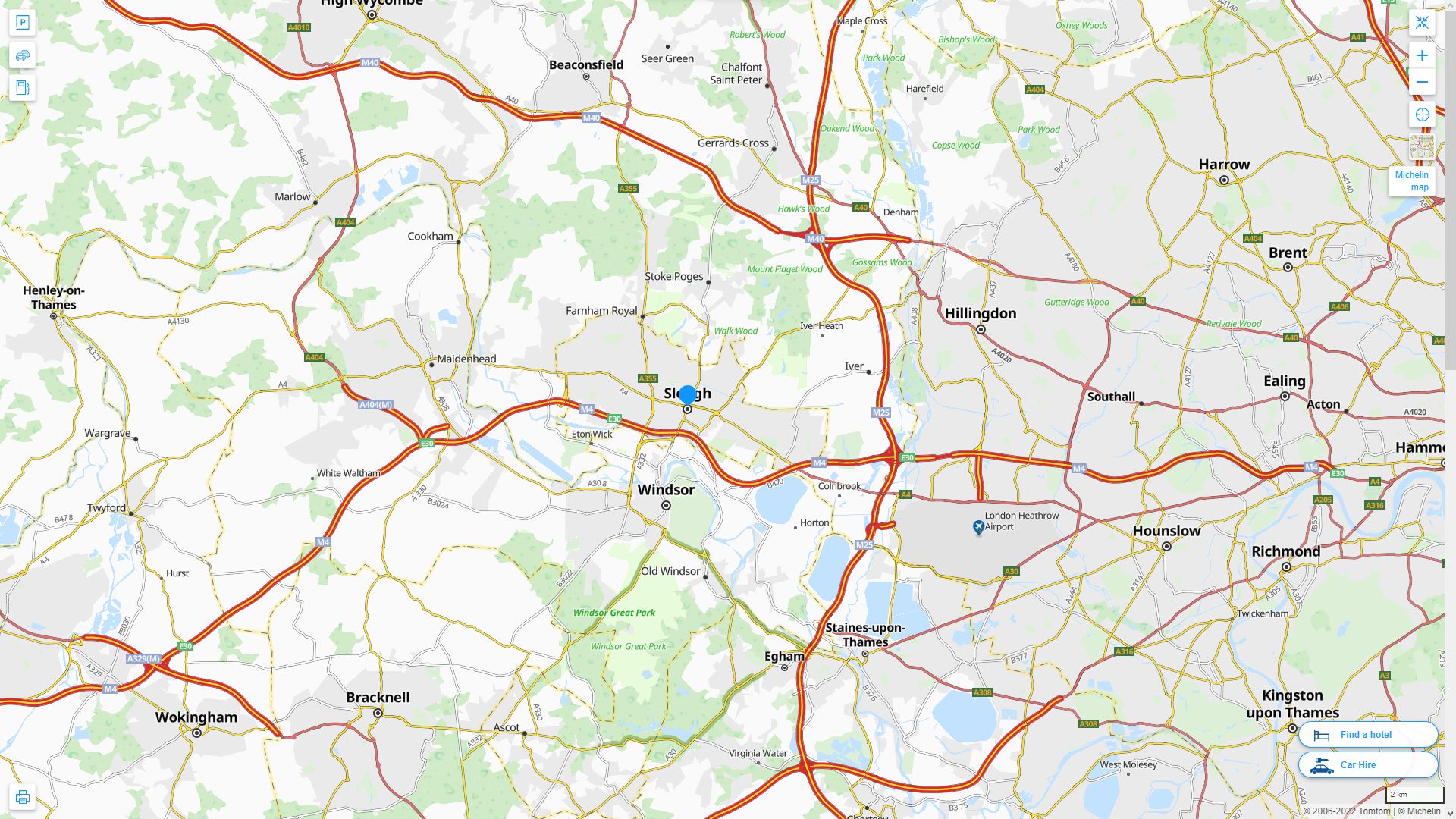 Slough Royaume Uni Autoroute et carte routiere